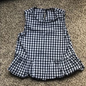 Black and white checkered sleeveless top